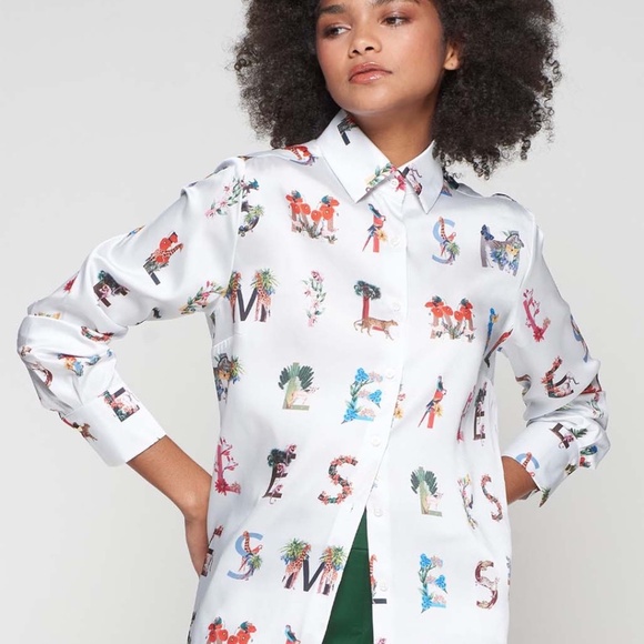 Vilagallo - Letter Print Blouse - CMSSS5W021 - Picture 3 of 3